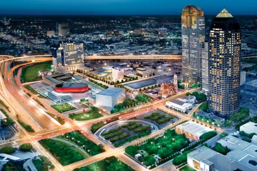 Home to the Winspear, Meyerson, Wyly Theatre, Dallas Museum of Art, Nasher Sculpture Center, and Crow Collection. Dallas Arts District | Downtown Dallas, Texas, USA