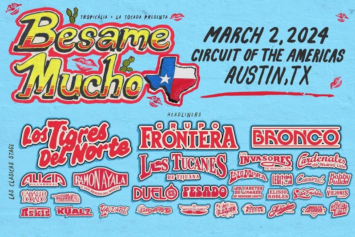 The inaugural lineup features Los Tigres del Norte, Banda MS, Grupo Frontera, Caifanes, Bronco, Gloria Trevi, and many more. Besame Mucho Festival Comes to Circuit of The Americas in March