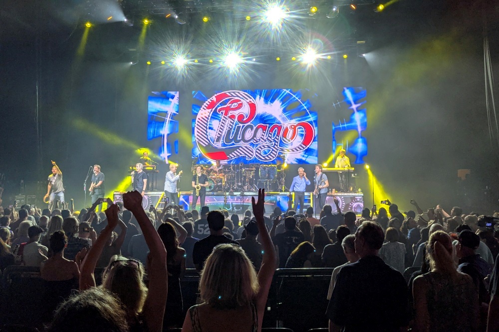 The night featured an evening with Chicago and included the band's greatest hits as the third stop on their national tour. Cynthia Woods Mitchell Pavilion Plays First Live Concert in Over 600 Days
